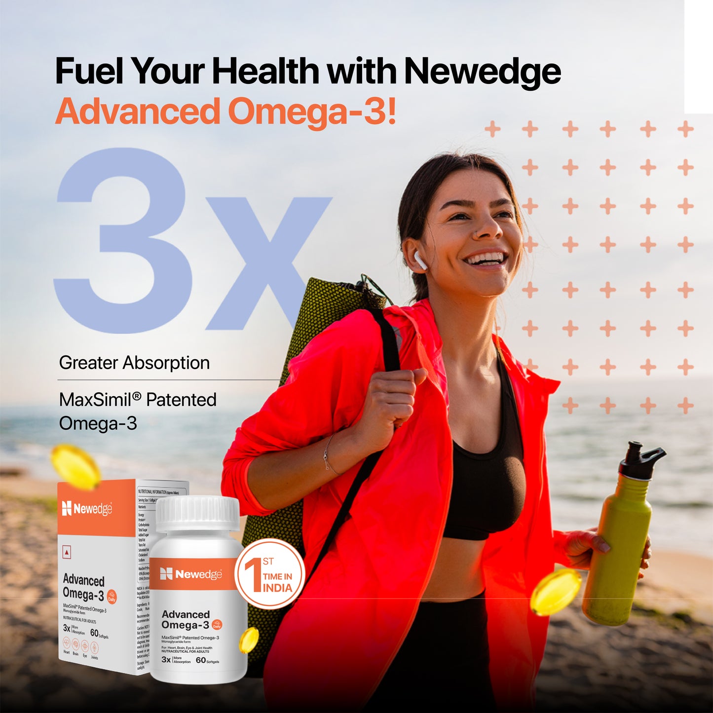 Newedge Advanced Omega-3 Daily- 650 mg MaxSimil® Patented Fish Oil 60 Capsules